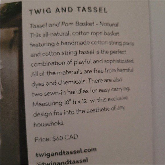 Twig and Tassel basket from the Jilly Box - Picture 3 of 4